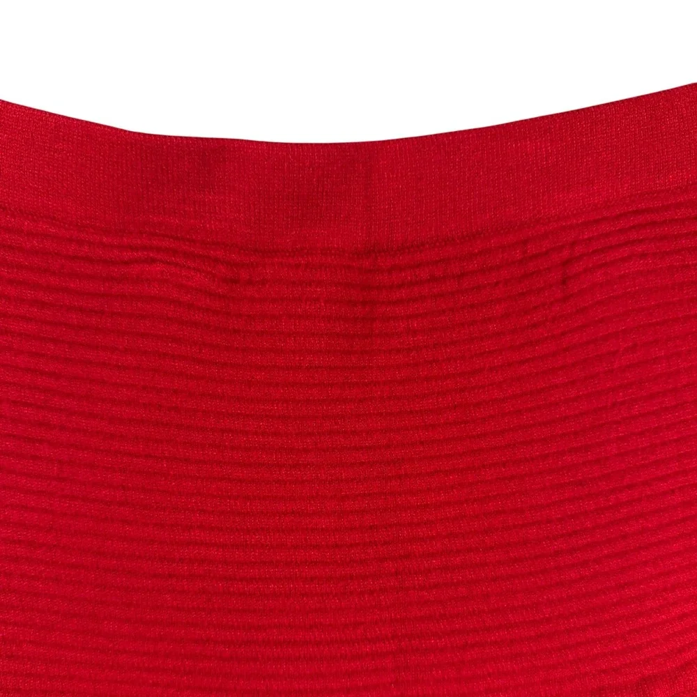 Cynthia Rowley Red A-Line Ribbed Skirt Size Medium‎ Women's Stretch Waist - Picture 2 of 9